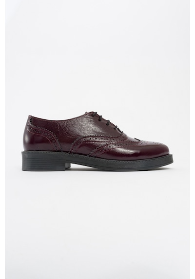 Luvishoes Avra Bordo Rugan Hakiki Deri Kadın Oxford Ayakkabı Bordo