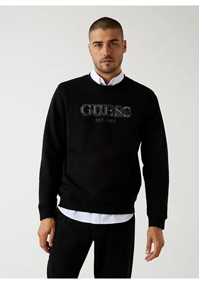 Guess M5bq08k9z21 Cn Basic Erkek Sweatshirt Siyah