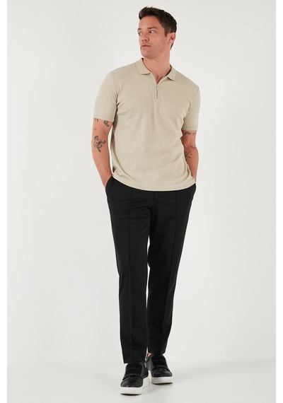 Buratti Pamuklu Regular Fit Yarım Fermuarlı 3'Lü Paket Erkek Polo Yaka T Shirt 5902738S3 Vizon-Açık Haki-Indigo