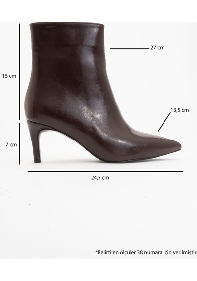 Luvishoes Luvi Shoes Noya Bordo Cilt Sivri Burun Kadın İnce Topuklu Bot Bordo
