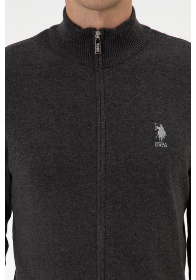 U.S. Polo Assn. Erkek Slim Fit Antrasit Melanj Triko Hırka 50313684-VR081