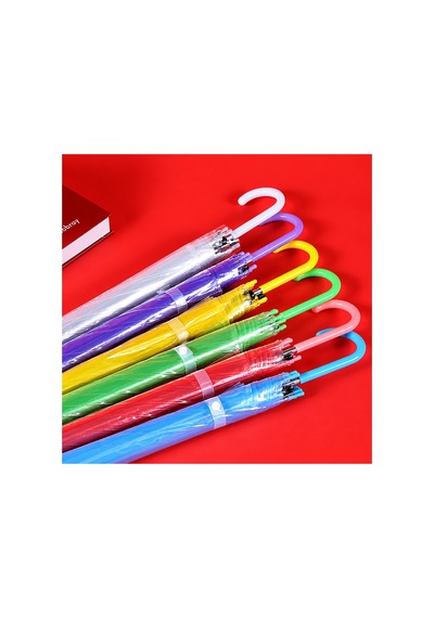 Toptancı Amca Pvc Renkli Çocuk Şemsiyesi Okul Kreş Şemsiyesi 90 Cm Çaplı Şemsiye Şeffaf