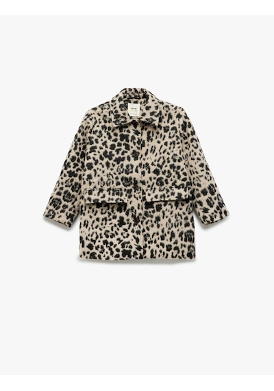 Koton Leopar Desenli Kapaklı Cepli Uzun Kollu Bisiklet Yaka Kaban Bej Desenli 6wkg00007aw Ekru Desenli Koton Leopar Desenli Kapaklı Cepli Uzun Kollu Bisiklet Yaka Kaban Bej Desenli 6wkg00007aw Ekru Desenli