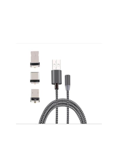 Apple     Uyumlu iPhone Type-c Android 3 Yuvarlak Başlık Manyetik Şarj Usb Kablosu- 5775