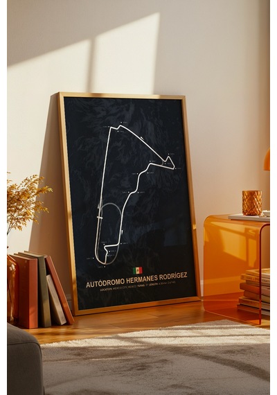 Autódromo H. Rodríguez F1 Pisti Ahşap Çerçeveli Tablo Meksika Gp Poster Ahşap 01
