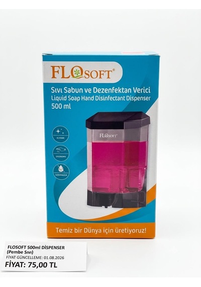 Flosoft Hazneli Dezenfektar Verici - Sıvı Sabun Ve Dezenfektan Aparatı Dispenseri - 500 Ml. - Şeffaf Siyah