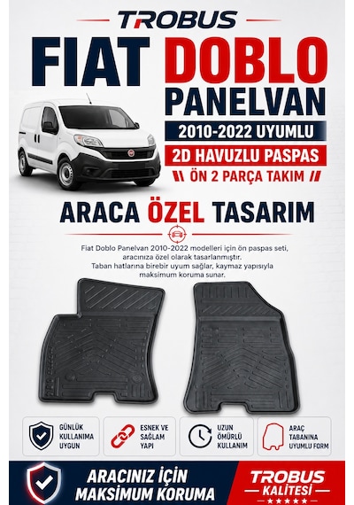 Trobus Fiat Doblo Panelvan 2010-2022 2d Havuzlu Paspas 2 Parça