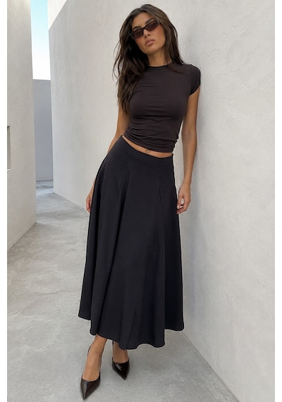 Madmext Kahve/siyah Kare Desenli Midi Kadın Etek Mg2617