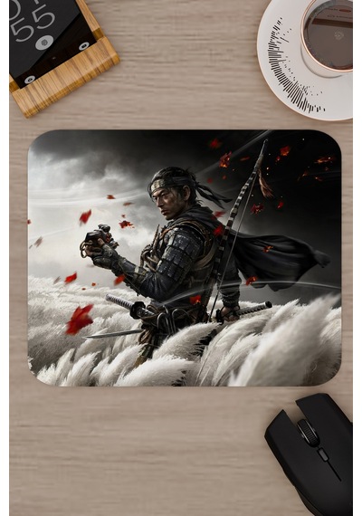 Ghost Of Tsushima Kaymaz Dikişli Kauçuk Oyuncu Mousepad V2 - 22x18 Gaming Mouse Pad Fare Altlığı