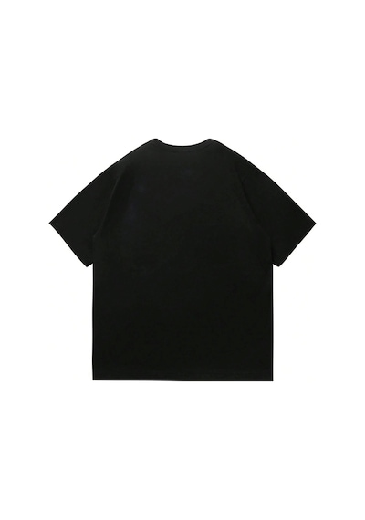 Victory Baskılı Süprem Siyah T-shirt - Oversize Bisiklet Yaka Tişört Siyah-280524