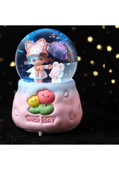 Güzel Bir Gün Büyük Boy Püskürtmeli Müzikli Işıklı Kar Küresi