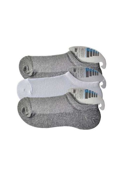 Gri Ve Beyaz Erkek Görünmez Çorap 3 Çift Beden: 40-44 Diğer