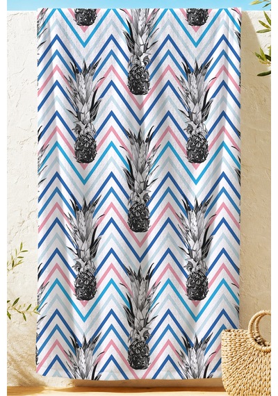 Ananas Tropikal Zigzag Plaj Havlusu-modern Marine Pastel Havuz Deniz Hızlı Kuruyan Mikrofiber Havlu Kumlu İncisi