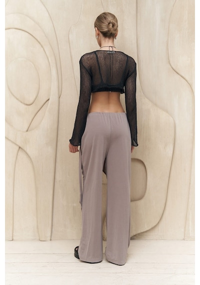 Mai Collection Mai Studios Co. Ember Bağcıklı Gri Kruvaze Pantolon Gri