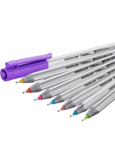 Okul Ve Sınav Yazım Seti Faber Castell Versatil Kalem Autoclick Plus 0.7mm 3 Adet + Triball 8 Adet Renkli Tükenmez Çok Renkli