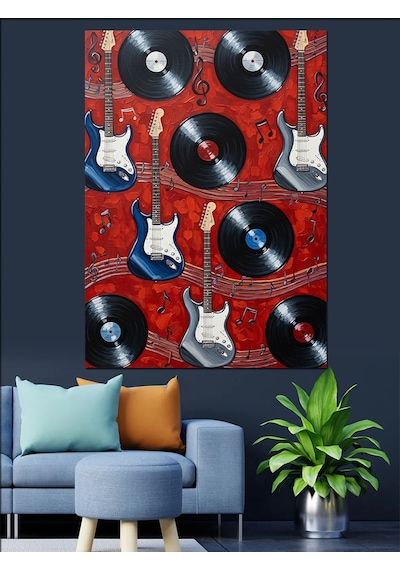 Ahşap Tablo Plak Müzik Retro Detay