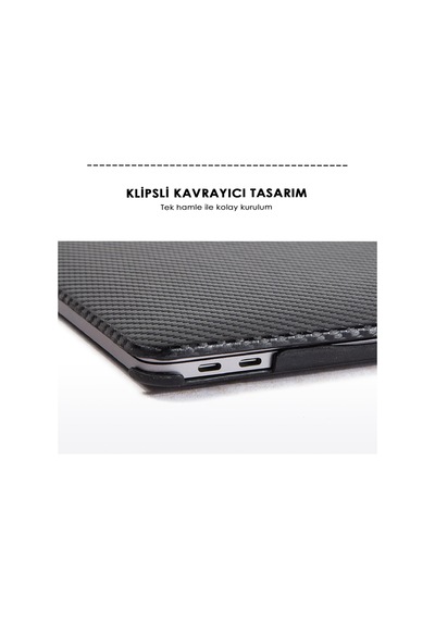 Apple Uyumlu MacBook Pro Kılıf 1706-08 A1989 2159 2251 2289 A2338 Karbon Fiber Siyah