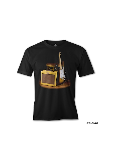 Fender And The Rock 'N Roll Siyah Erkek Tshirt