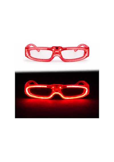 Kırmızı Led Işıklı Parti Gözlüğü 3 Modlu Glow - Gece Eğlence Gözlüğü 0 - 99