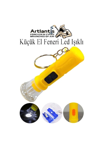 Küçük El Feneri Led Işıklı 1 Adet Anahtarlıklı Mini El Feneri İlk Yardım Feneri Deprem Feneri Karne Hediyesi Sarı