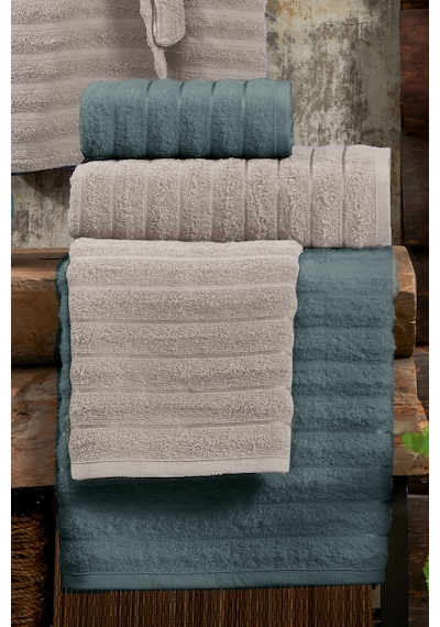 Elart Soft Bornoz Aile Seti 6 Parça 70x135 Cm Bej-yeşil Yeşil