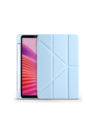 Maks Technology Lenovo Tab One 8.7 Tb-305fu Kılıf Mkst Tri Folding Kalem Bölmeli Standlı Kılıf - Mavi Tablet Kılıfı