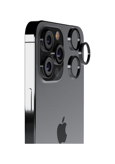 Piili Apple iPhone Uyumlu 15 Pro / 15 Pro Max Hd Kamera Lens Koruyucu - Titanyum Çerçeveli