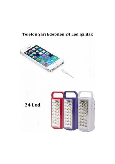Usb Şarj Çıkışlı 24 Ledli 80 Saat Yanan Led Telefon Şarj Eden Işıldak Beyaz