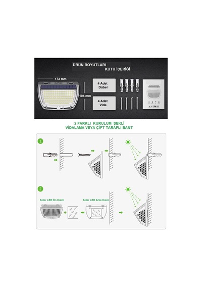 Ayrex Upway 160 Led Yansımalı Yeni Model Solar Güneş Enerjili Sensörlü Lamba