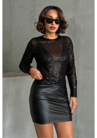Verymoda Pullu Bluz F1866 Siyah