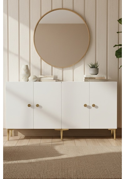 Ka1517bg Simple Konsol Ve Tv Sehpası Beyaz-gold 150cm Ka1517bg Simple Konsol Ve Tv Sehpası Beyaz-gold 150cm