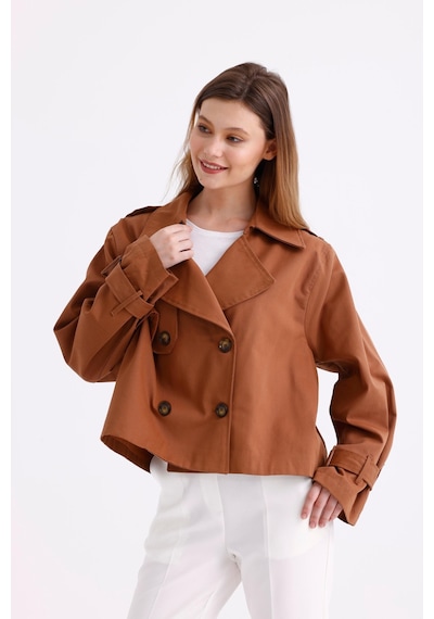Pastelastore %100 Pamuk Gabardin Astarlı Oversize Geniş Kalıp Kadın Crop Kısa Trençkot 1122 Taba Pastelastore %100 Pamuk Gabardin Astarlı Oversize Geniş Kalıp Kadın Crop Kısa Trençkot 1122 Taba