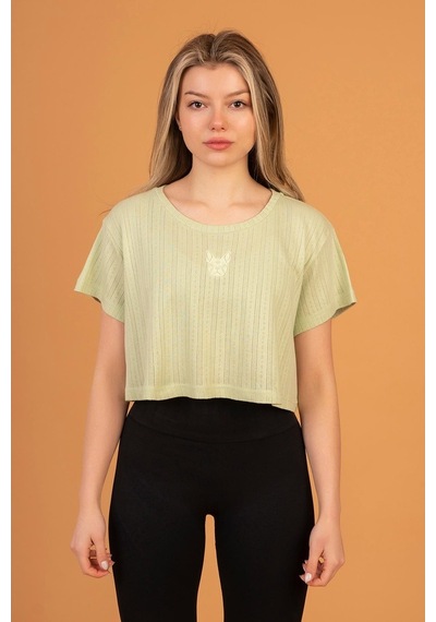 Woof Gym 3D Dog Print Crop Top Soft Green