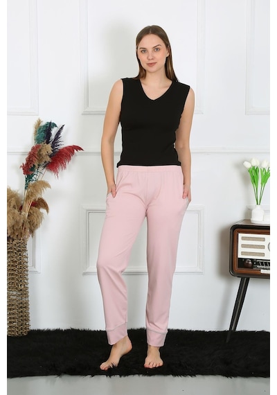 Akbeniz Kadın Pamuk Penye Cepli Tek Alt Pijama Pudra 27512-pudra Pudra