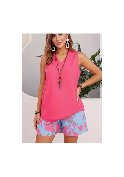 Butik İstanbul Kadın Askılı V Yakalı Sandy Bluz Ve Desenli Short Ikili Takım Mavi Butik İstanbul Kadın Askılı V Yakalı Sandy Bluz Ve Desenli Short Ikili Takım Mavi