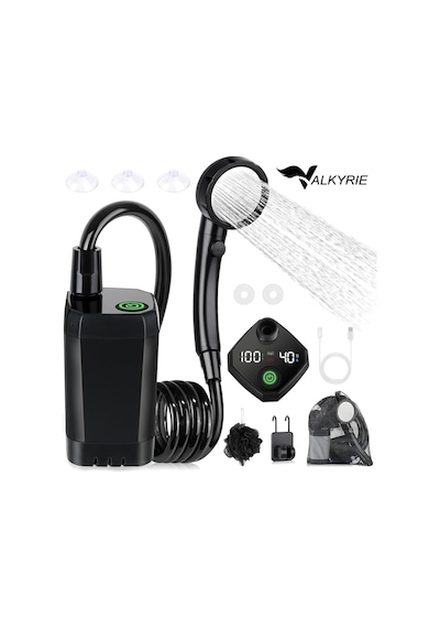 Valkyrie Akıllı Led Ekranlı Taşınabilir Duş & Su Pompası Kamp Bahçe Ve Seyahat İçin Şarjlı Kolay Kurulum