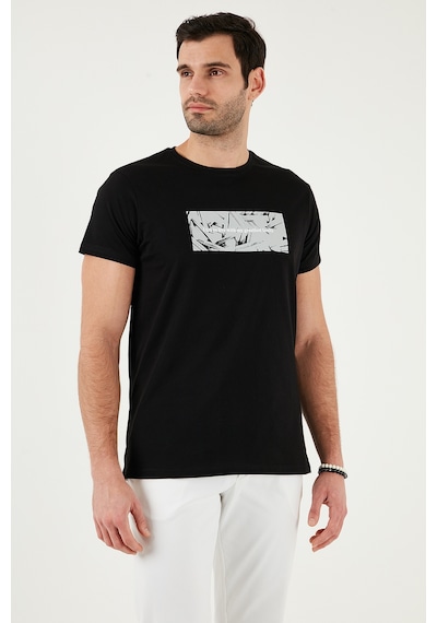 Buratti Pamuklu Slim Fit Bisiklet Yaka Baskılı Erkek T Shirt 541Tolive Siyah