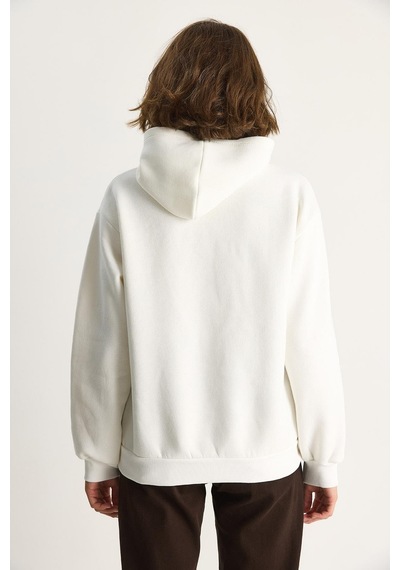 Shade Kadın Nakış İşlemeli Kapüşonlu Kanguru Cepli Sweatshirt 6045 60284098 - Ekru