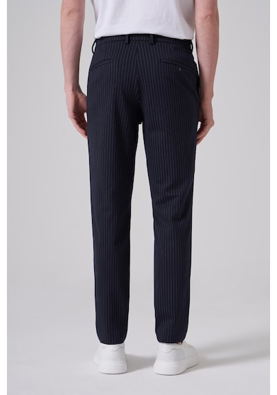 Morven Erkek Lacivert Trend Çizgili Slim Fit Pantolon 25ms003043200 Lacivert
