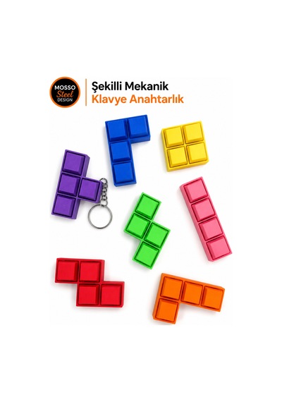 Şekilli Mekanik Klavye Anahtarlık Tetris Klavye Anahtarlık Klik Sesli Fidget Mekanik Switch Keychain