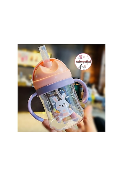 Türkçe Konuşan Şarkı Söyleyen 23cm Et Bebek 250ml Figürlü Pipetli Bebek Matara Biberon 2'li Set Pembe