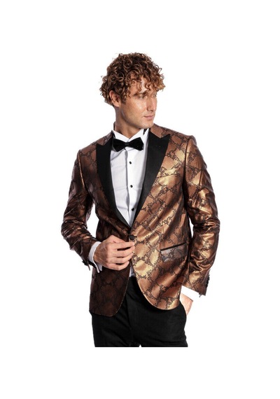 Desenli Slim Fit Kahverengi Erkek Smokin Ceket - Wessi Kahverengi Desenli Slim Fit Kahverengi Erkek Smokin Ceket - Wessi Kahverengi
