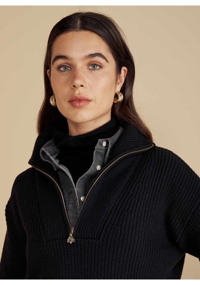 Brooks Brothers Siyah Kadın Bato Oversize Kazak