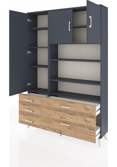 Arges Dolap 9 Raflı 5 Çekmeceli 3 Kapaklı 132x30x195 Antrasit-antrasit/çam Antrasıt/atlas Çam Arges Dolap 9 Raflı 5 Çekmeceli 3 Kapaklı 132x30x195 Antrasit-antrasit/çam Antrasıt/atlas Çam