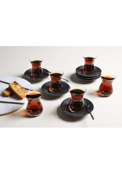 Seasons Siyah 6 Kişilik Çay Takımı Açık Gri