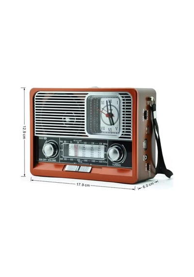 Şarjlı Nostaljik Radyo Fm Sd Kart Usb Girişli Bluetooth Lu Ahşap Görünümlü Fenerli Radio
