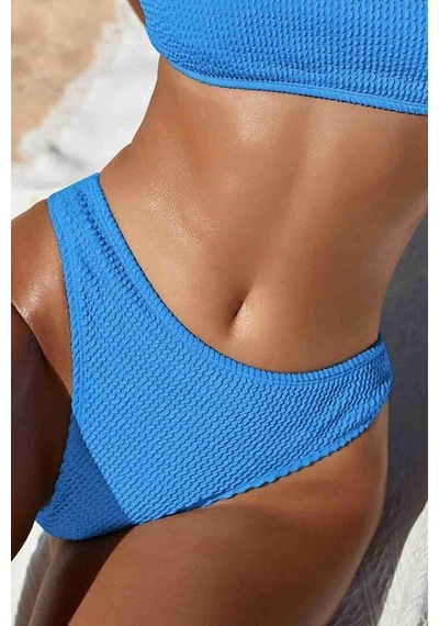 Angelsin Özel Fitilli Kumaş Bikini Altı Mavi 001