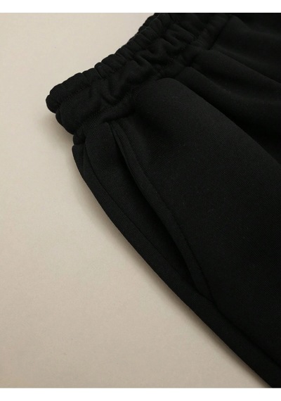 Letter Graphic Elastic Waist 4 Mevsim Eşofman Siyah