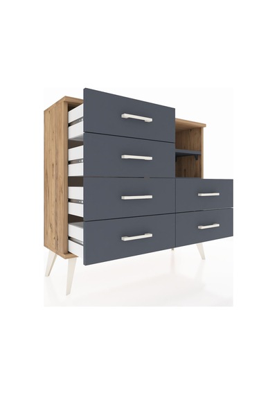 Arges Şifonyer 2 Raflı 6 Çekmeceli 88x30x80 Çam-antrasit Antrasit Arges Şifonyer 2 Raflı 6 Çekmeceli 88x30x80 Çam-antrasit Antrasit