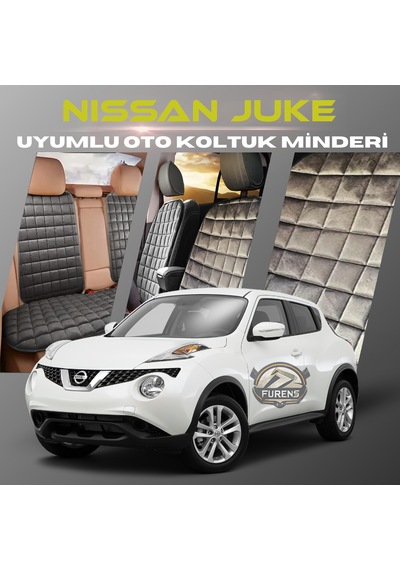 Nissan Juke Antrasit Tay Tüyü Cepli & Terletmez Sırtlı Oto Koltuk Minder Seti - Koruma Kılıfı  Ön & Arka Set
